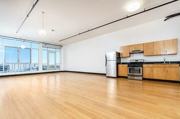 Floor-to-ceiling windows with natural light